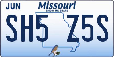 MO license plate SH5Z5S