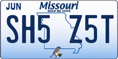 MO license plate SH5Z5T