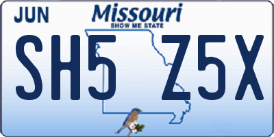 MO license plate SH5Z5X