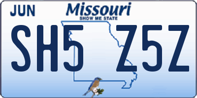 MO license plate SH5Z5Z
