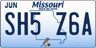 MO license plate SH5Z6A
