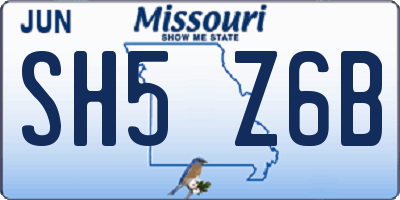 MO license plate SH5Z6B