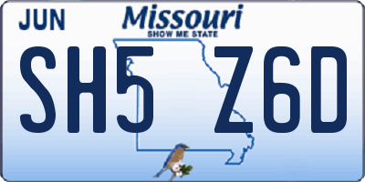 MO license plate SH5Z6D