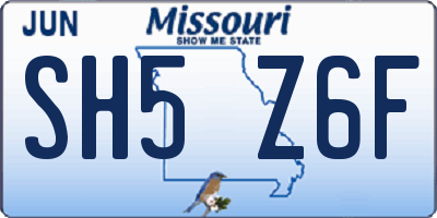 MO license plate SH5Z6F