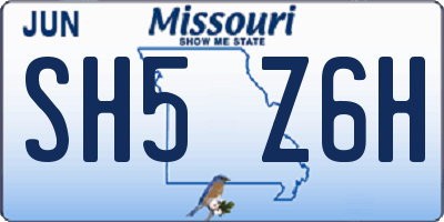 MO license plate SH5Z6H