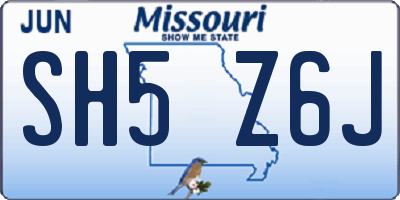 MO license plate SH5Z6J