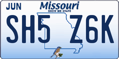 MO license plate SH5Z6K