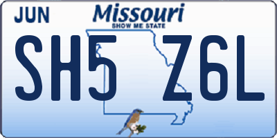 MO license plate SH5Z6L
