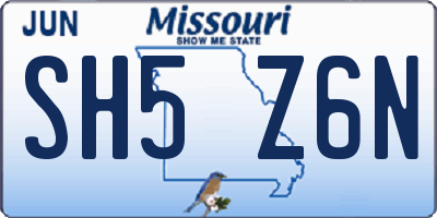 MO license plate SH5Z6N