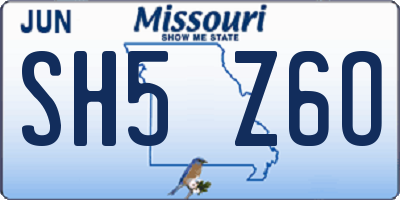 MO license plate SH5Z6O
