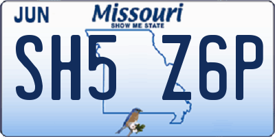 MO license plate SH5Z6P