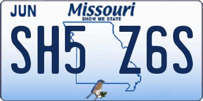 MO license plate SH5Z6S