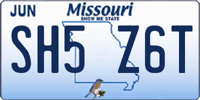 MO license plate SH5Z6T