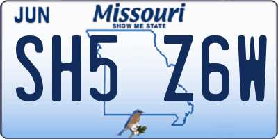 MO license plate SH5Z6W