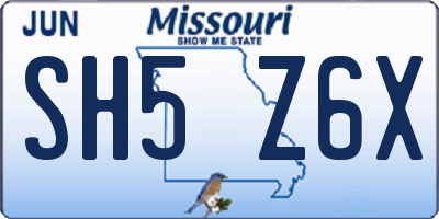 MO license plate SH5Z6X