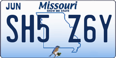 MO license plate SH5Z6Y