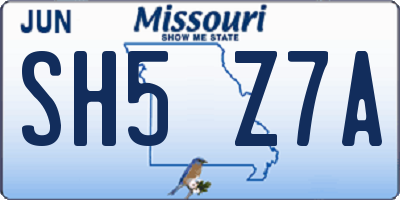 MO license plate SH5Z7A