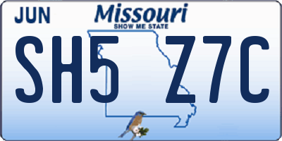 MO license plate SH5Z7C