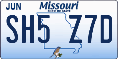 MO license plate SH5Z7D