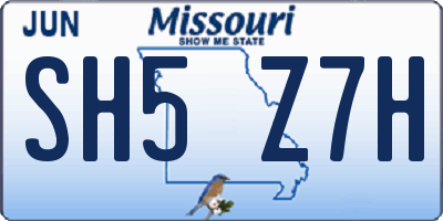 MO license plate SH5Z7H