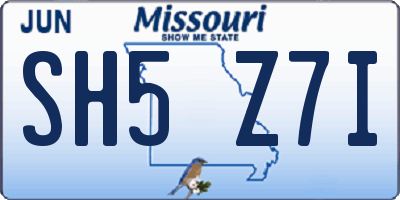 MO license plate SH5Z7I