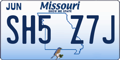 MO license plate SH5Z7J