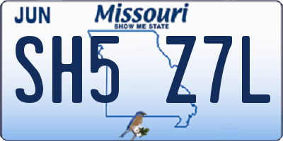 MO license plate SH5Z7L