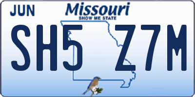 MO license plate SH5Z7M