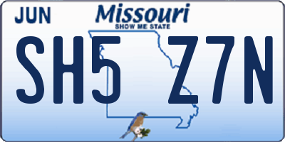 MO license plate SH5Z7N