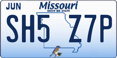 MO license plate SH5Z7P