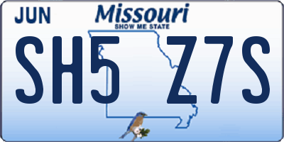 MO license plate SH5Z7S