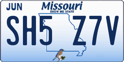 MO license plate SH5Z7V