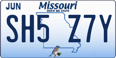 MO license plate SH5Z7Y