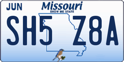 MO license plate SH5Z8A