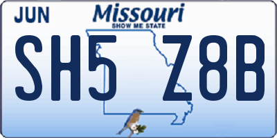 MO license plate SH5Z8B