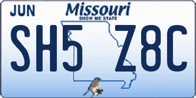 MO license plate SH5Z8C
