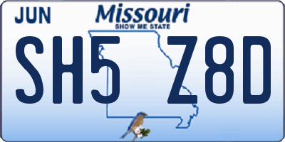 MO license plate SH5Z8D