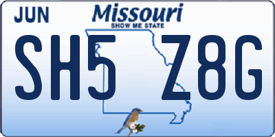 MO license plate SH5Z8G