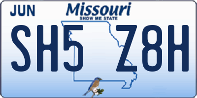 MO license plate SH5Z8H