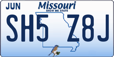 MO license plate SH5Z8J