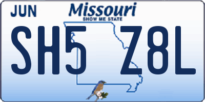 MO license plate SH5Z8L