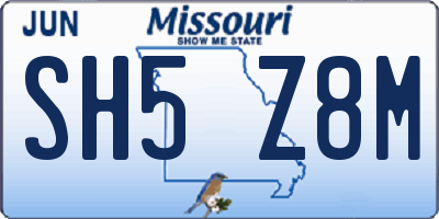MO license plate SH5Z8M