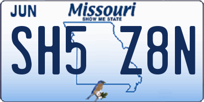 MO license plate SH5Z8N