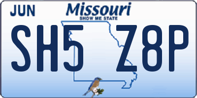 MO license plate SH5Z8P