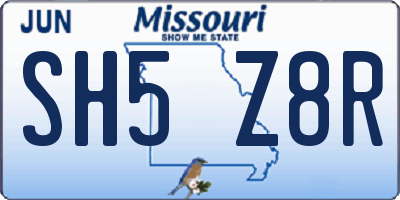MO license plate SH5Z8R