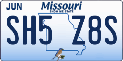 MO license plate SH5Z8S