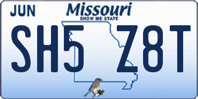 MO license plate SH5Z8T