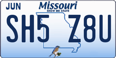 MO license plate SH5Z8U