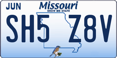 MO license plate SH5Z8V