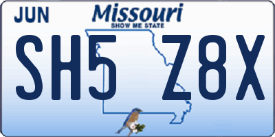 MO license plate SH5Z8X
